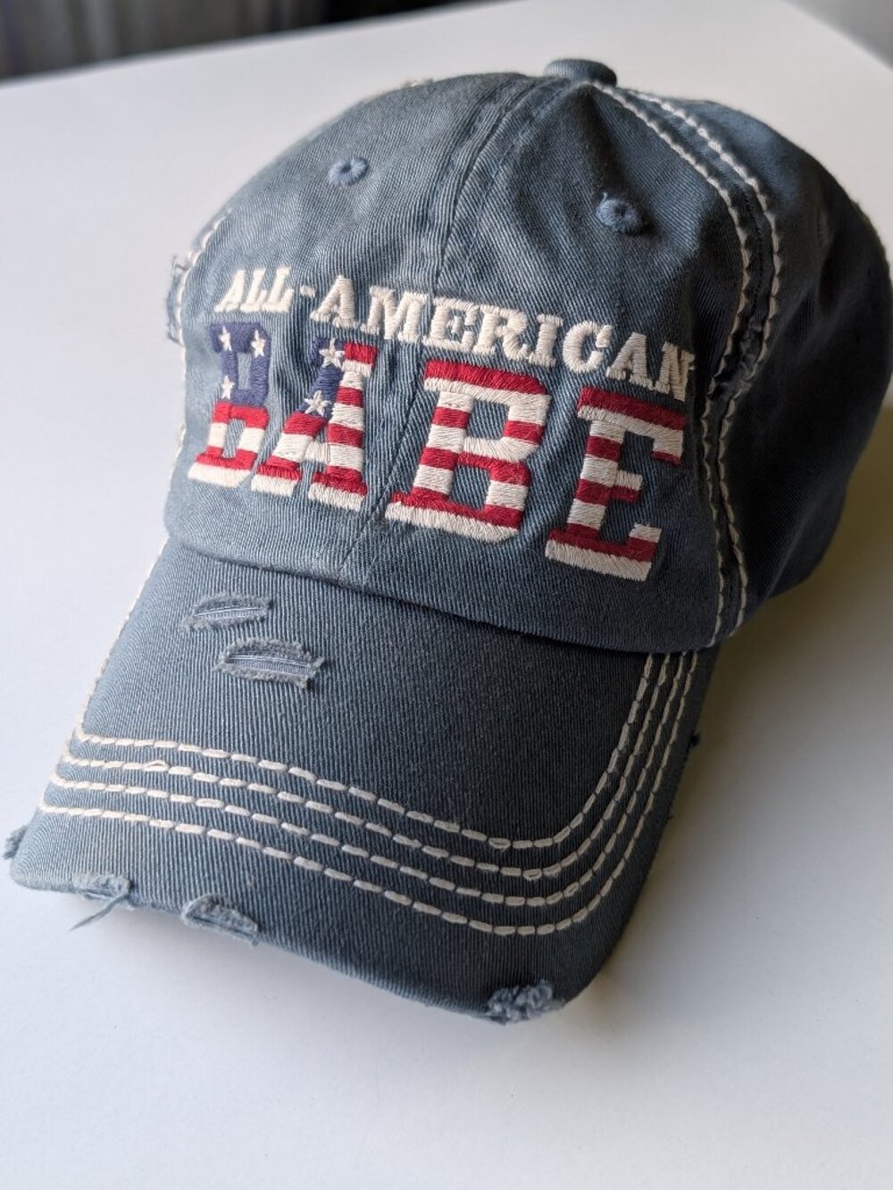 KBETHOS Vintage All American Babe Distressed Dad Hat Blue Patriotic USA Cap